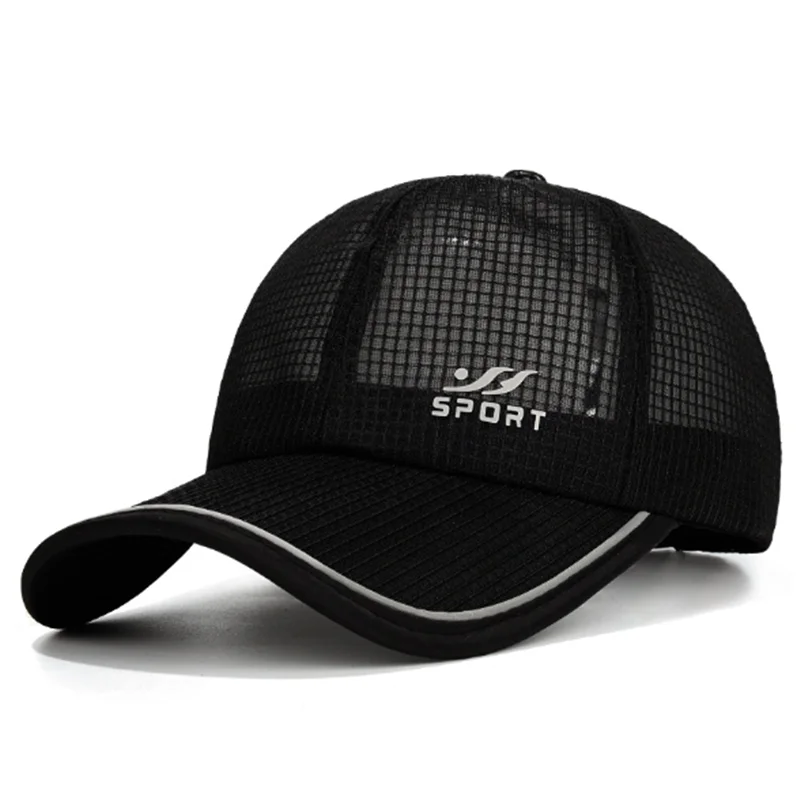 

2025 New Summer Breathable Mesh Caps For Men And Women Reflective Stripe Baseball Cap Golf Hat Couple Sports Travelling-cap