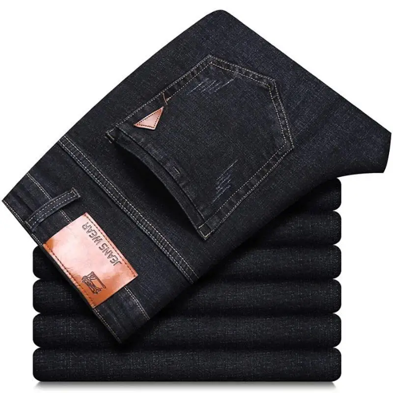 Men's Slim Fit Soft Business Casual Denim Trousers Straight Leg Korean Style Comfortable Fashionable Summer Pants