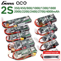 Gens ACE Lipo Battery 2S 7.4V 800mAh 1000mAh 1300mAh 1800mAh 2200mAh 2400mAh 2700mAh 4000mAh 30C 45C with T/XT60 Plug