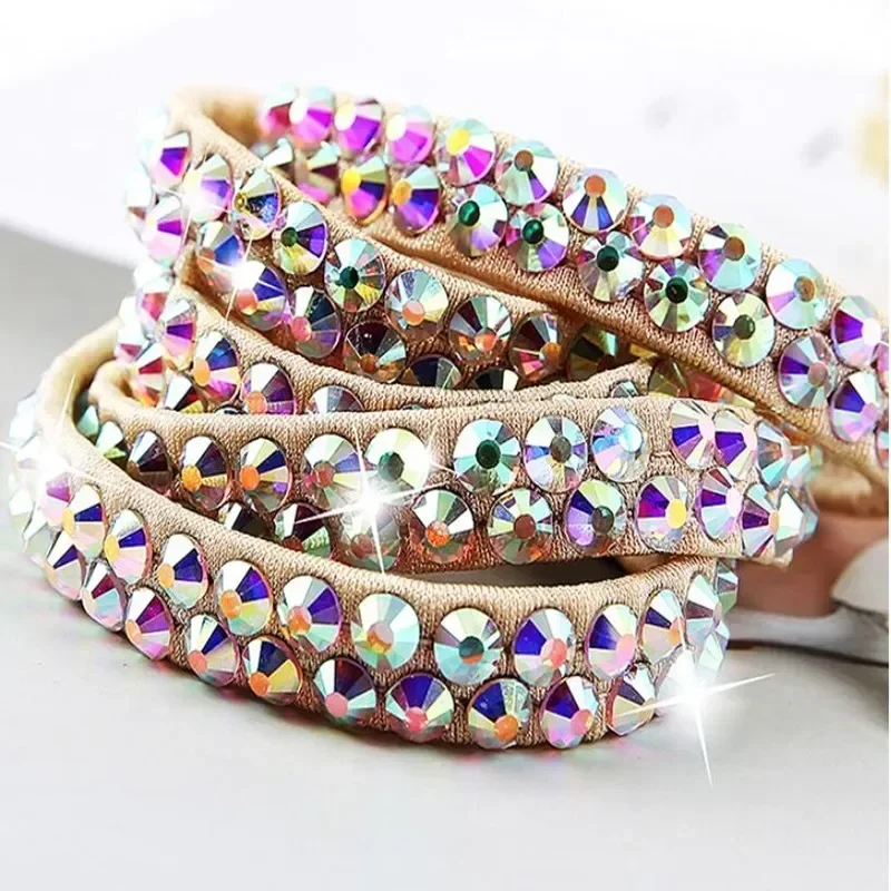 سوار الرقص الشرقي من حجر الراين الناعم القابل للتمدد للنساء ، ملحق الأزياء المشرقة ، مجوهرات متألقة ، ملابس العرض المسرحي ، بلينغ بلينغ ، حجر الراين