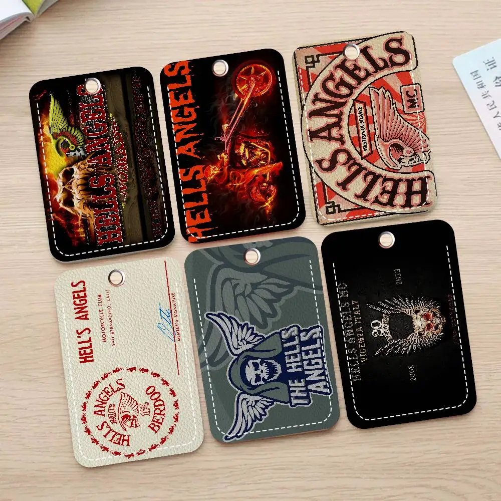 H-Hells A-Angels Cartoon Badge Holder Keychain for Bank Business Work Card Holder Student Card Protective Case Bus Card