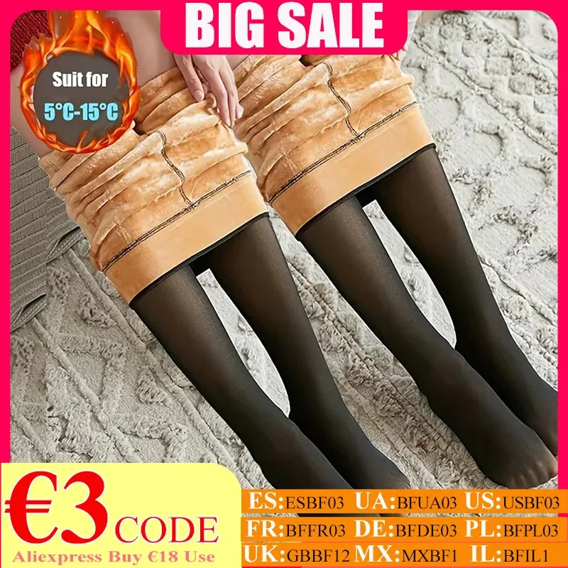

Thermal Stockings Woman Fleece Tights Sexy Winter Warm Pantyhose Translucent Slim Thicken Tights Elastic Velvet Pantyhose Female
