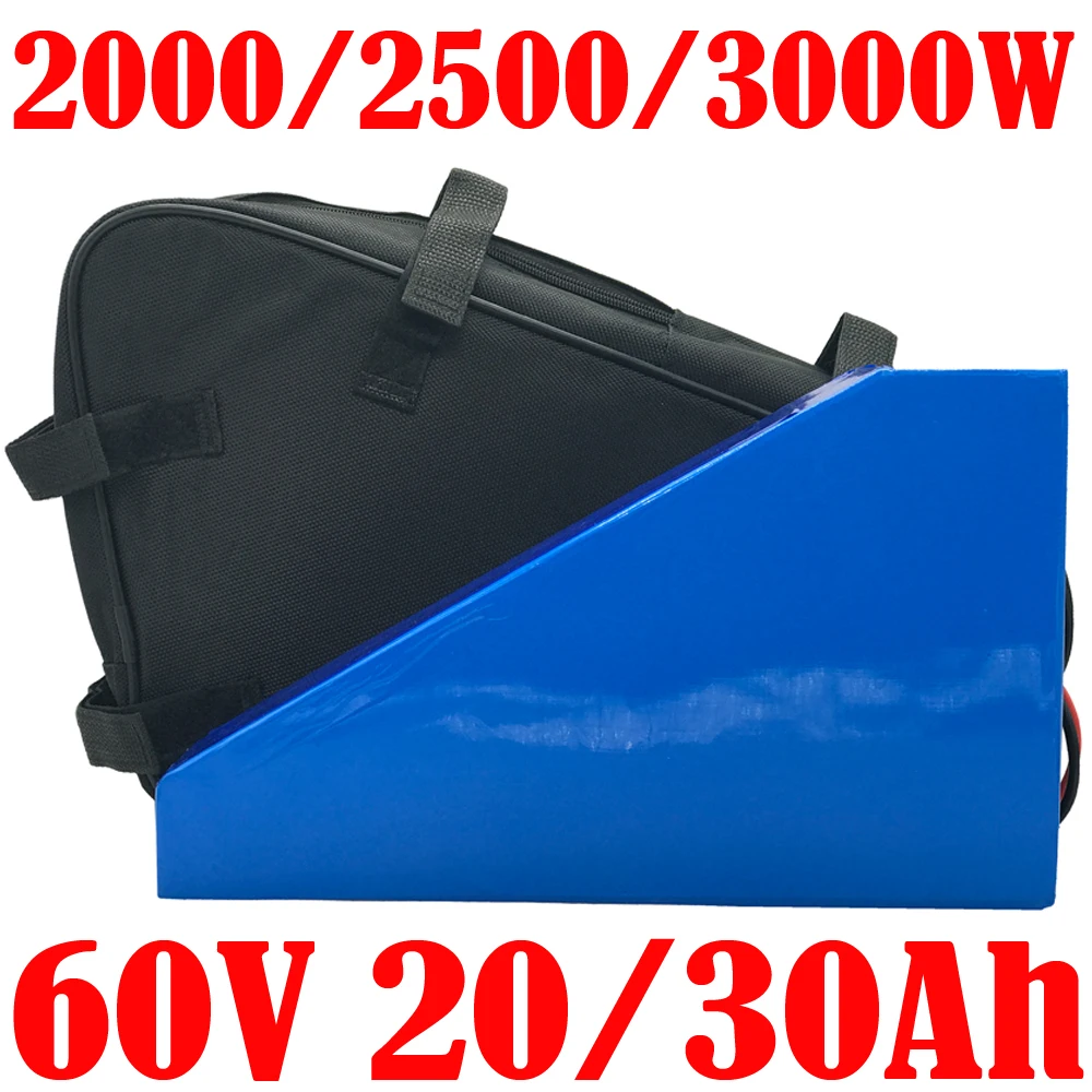 

60V Triangle eBike Battery 60V 2000W 2500W 3000W Bicyle Scooter Batteries 60V 20Ah 25AH 30Ah Electric Bike Lithium ion Battery