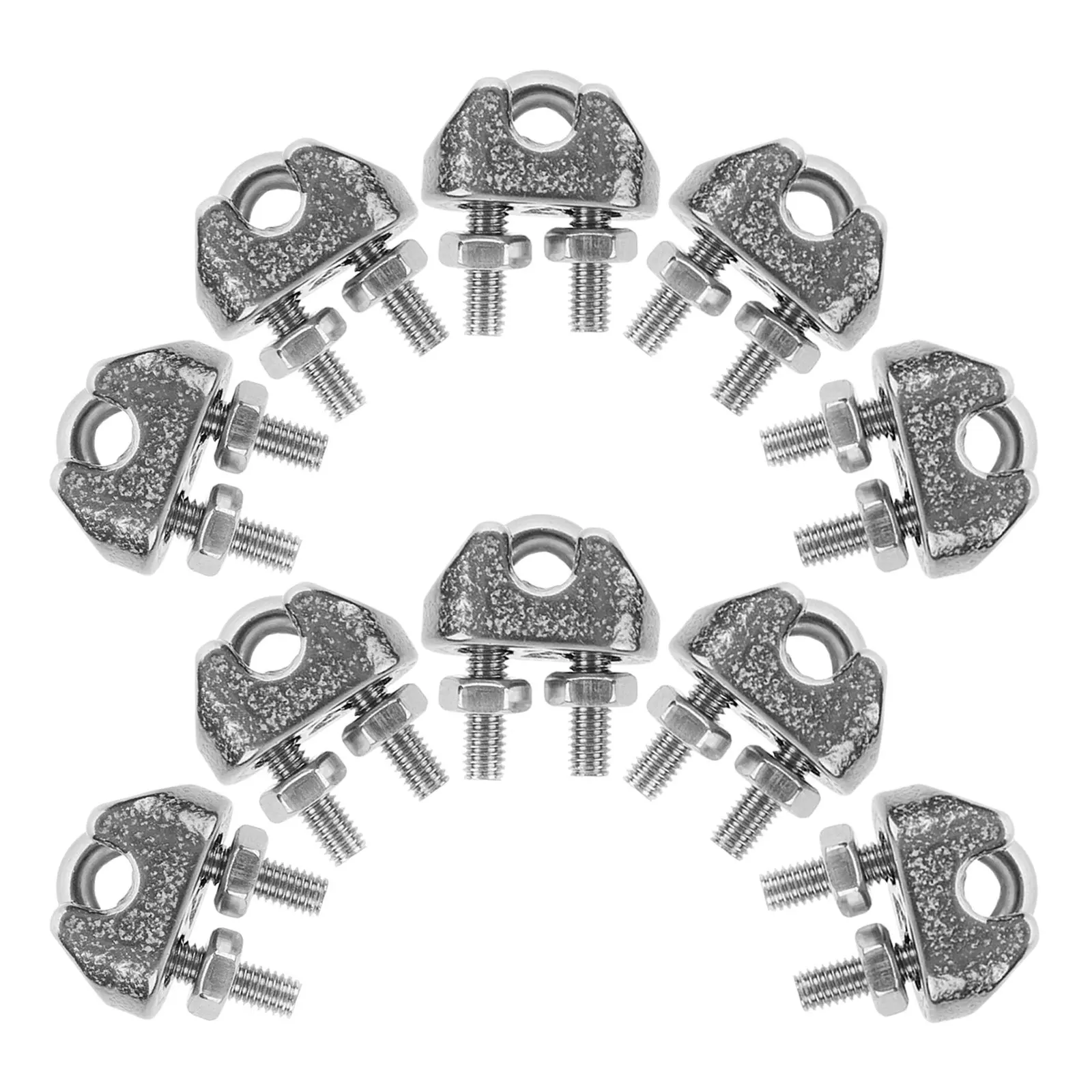 10Pcs High Strength Stainless Steel Wire Rope Clips 304 Grade U-Clamp Cable Fixing Tools for Industrial Outdoor Rope Tightening