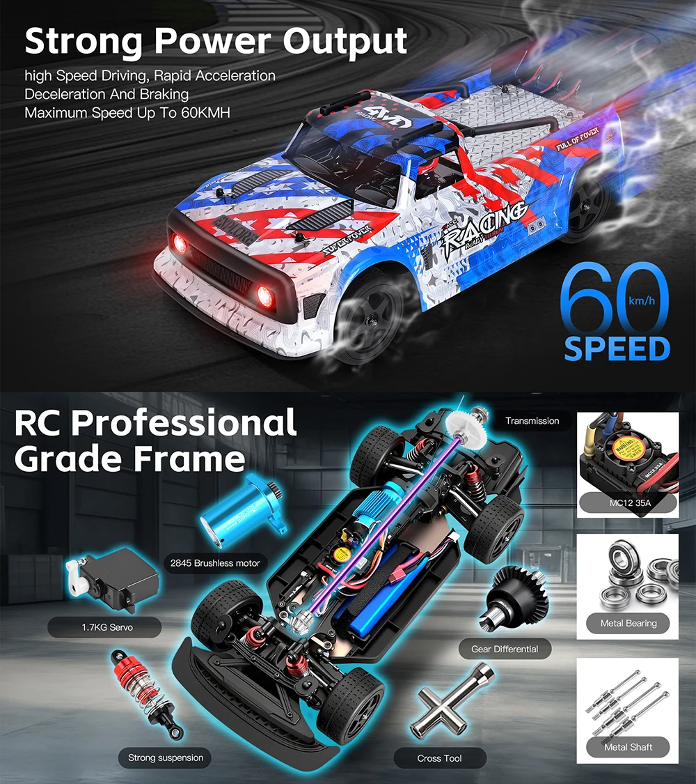 Wltoys 124020 Samochód Bezszczotkowy 60KM/H Skala 1/12 4WD 2200mAh Zasięg 100M PX4 Wodoodporny Silnik Bezszczotkowy RC Pojazd Terenowy