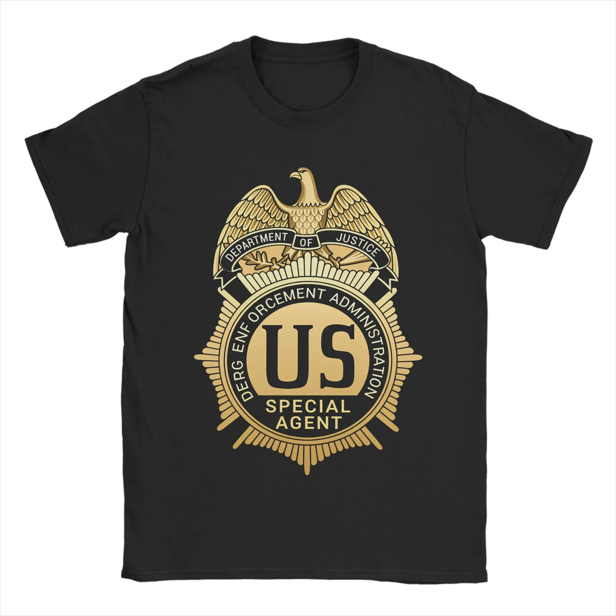 Men T-Shirts DEA US Federal Interdiction Agency  Vintage 100% Cotton Tees Short Sleeve  T Shirts Round Neck Tops Printed