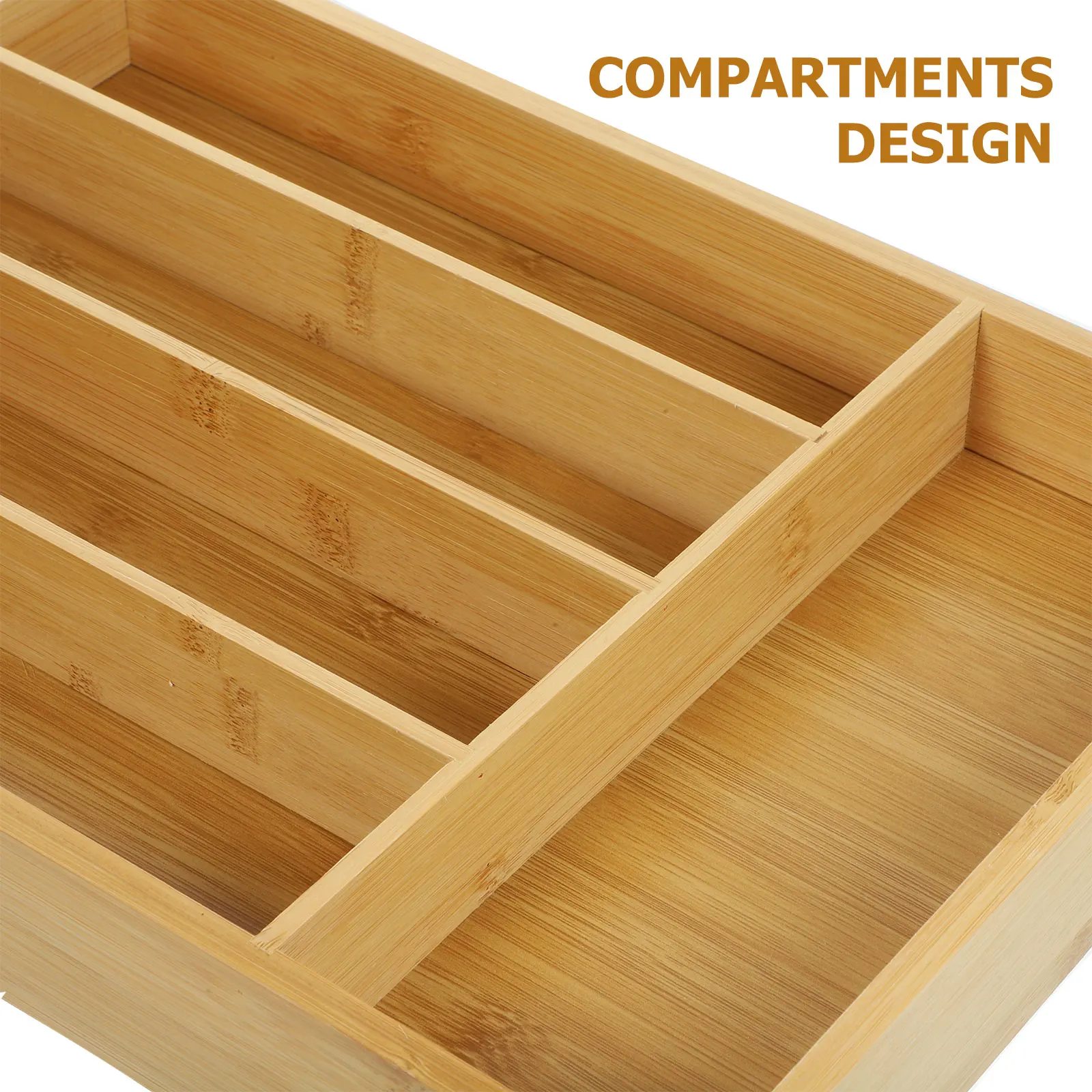 

Bamboo Drawer Organizer Multi Grid Storage Box Kitchen Living Room Silverware Stationery Supplies Holder Pencil Strap Pen