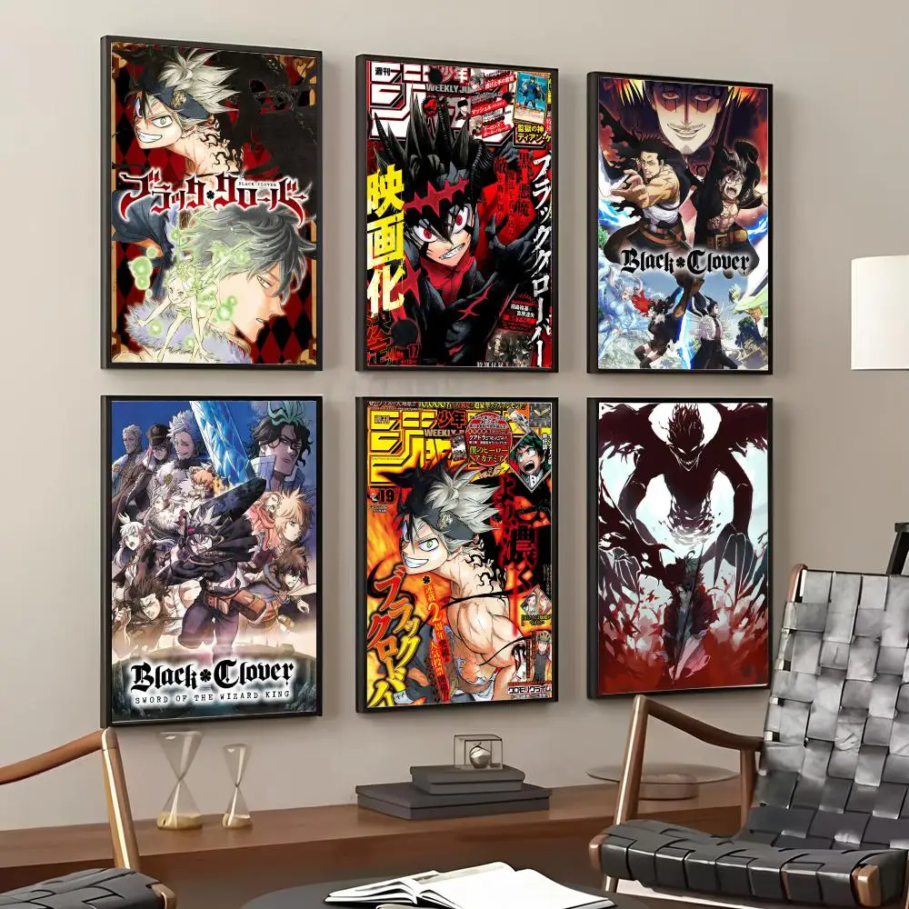 Anime B-Black Clover Painting Calligraphy Cotton Canvas Wall Art Poster Quality Decor Painting for Living Room Home Decor