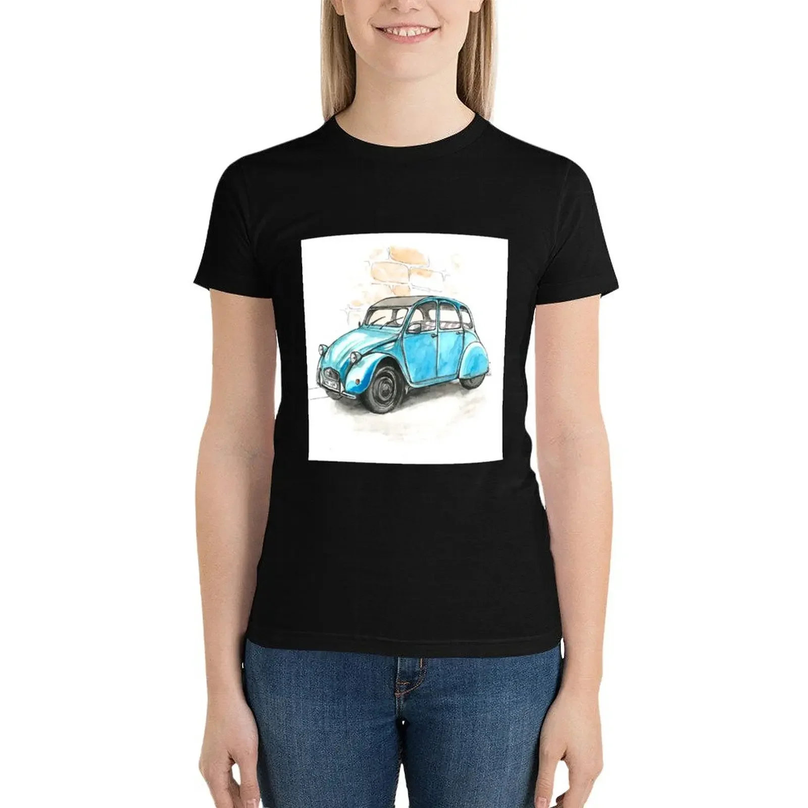 Blue Citroen 2CV T-Shirt funny Aesthetic clothing aesthetic clothes plus size tops t-shirts for Women graphic tees funny