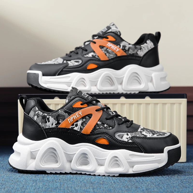 

Мужская спортивная обувь, противоскользящие уличные кроссовки на толстой подошве, модные мягкие удобные подростковые прогулочные туфли на плоской подошве Fro Man