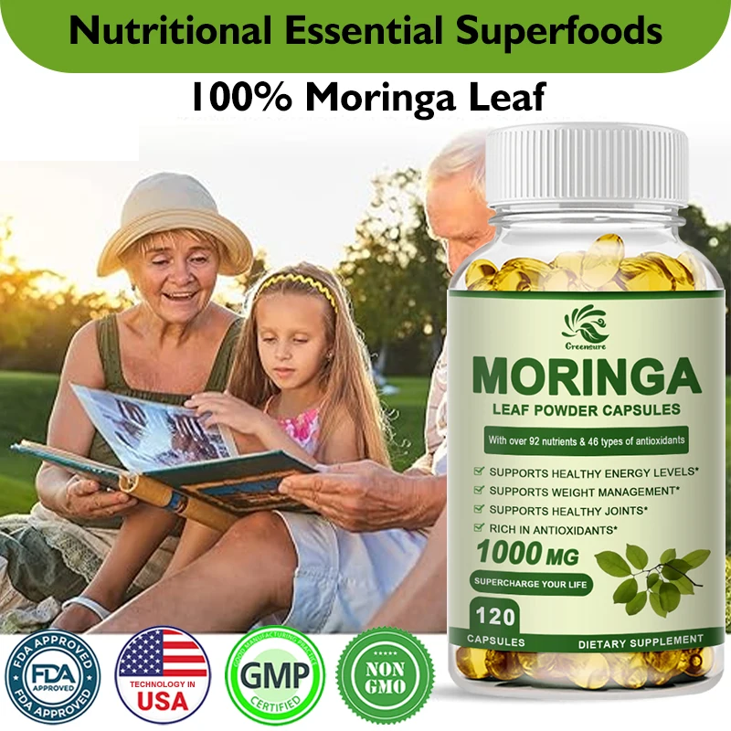 Moringa Oleifera 1000mg Per Serving | Made with Organic Moringa Leaf Powder, Superfood Antioxidant & Immune Support