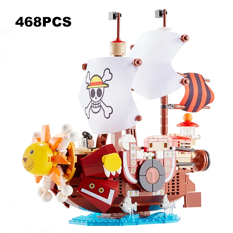 New One Piece Anime Pirates Ship Thousand Sunny Going Merry Luffy Action Building Blocks Bricks Kids Children Education Toy Gift