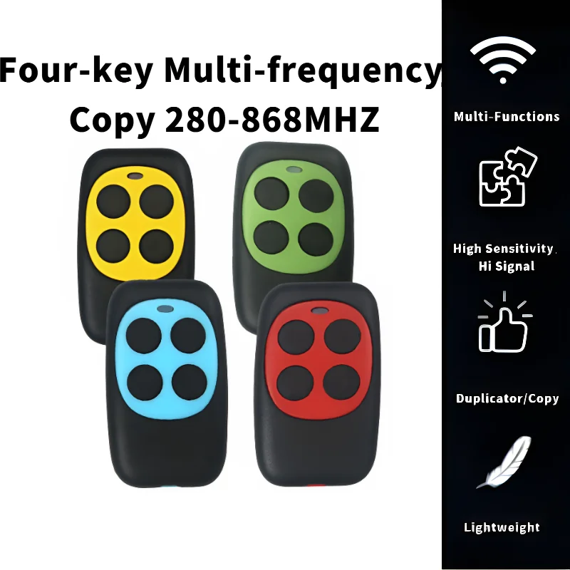 Garage Door RF Remote Control Duplicator 433MHz Code Grabber Clone Gate Key Fob Command Hand Transmitter 4 Buttons waterproof