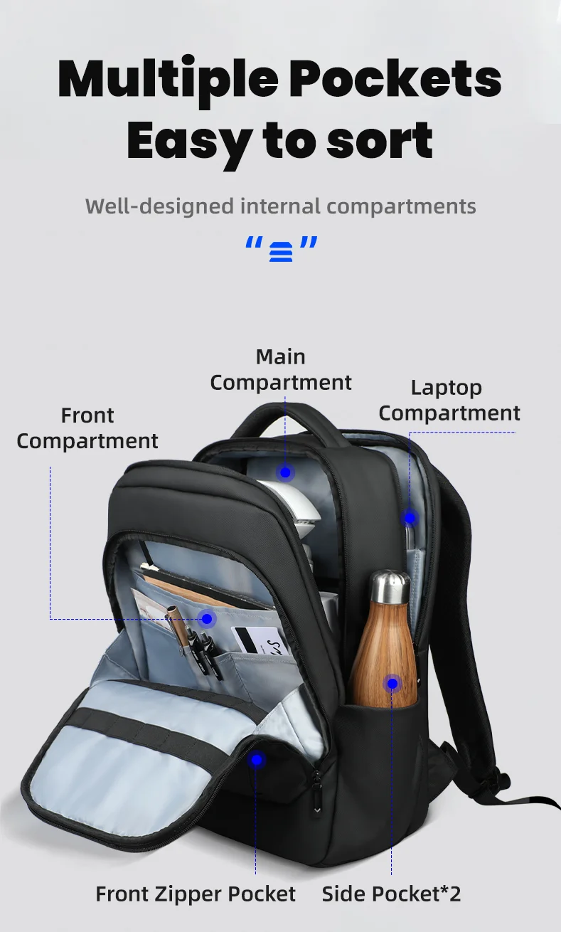 HK Neuer Design-Reiserucksack für Herren, großer Business-Rucksack für Arbeit, Pendeln, wasserdichte Oxford-Rucksäcke, 17-Zoll-Laptoptaschen mit USB – Detail 5