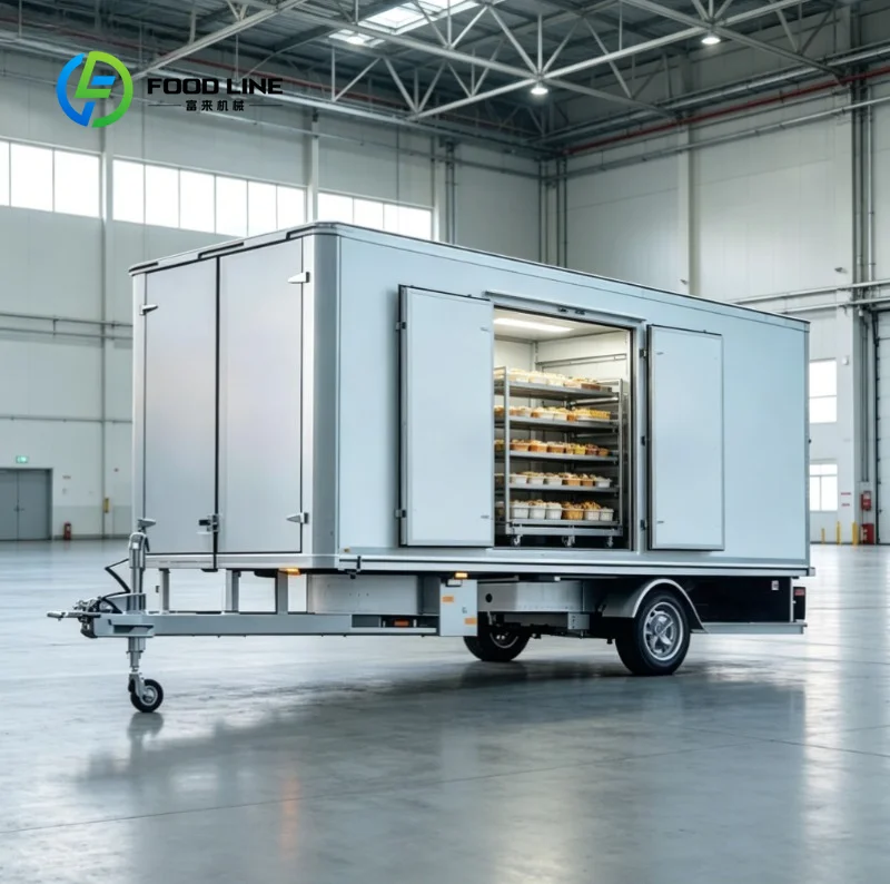 Custom Commercial Luxury Mobile Cold Storage, Fully Equipped Food Trailer for Selling Shrimp, Vegetables, Ice Cream