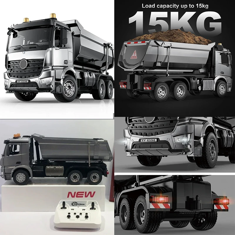 DOUBLE E E590 1/14 Alloy Dump truck Remote Control Dumper Car Model Electric Loader Engineering Vehicle Toys for Boys