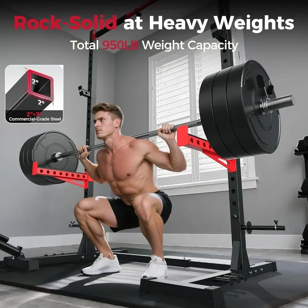 Adjustable Multi-Functional Power Rack with Pull-Up Bar for Home Gym and Olympic Bars