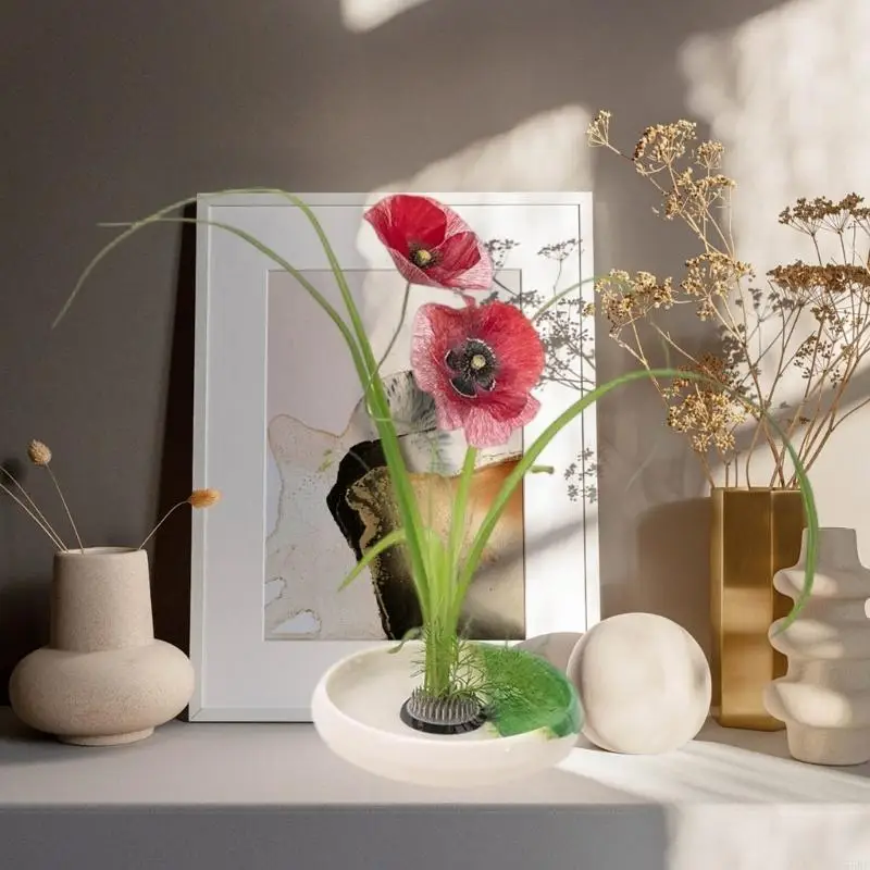 Japanese Vase Set,Flower Shallow Container Vase Flower Frogs Kenzan for Florals Art Desk Decors 55KF