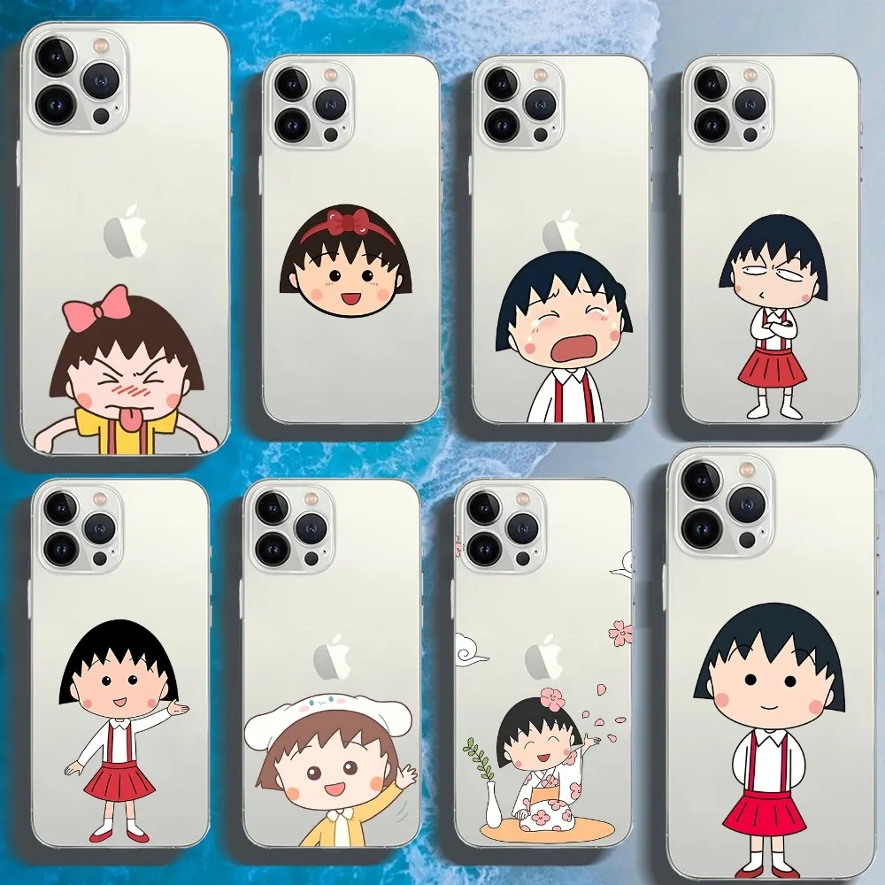 Cartoon Cute C-Chibi Maruko-chan Phone Case For Iphone 16 15 11 13 14 Pro Max 7 8 Plus XXrXs Max Se2020 12mini Transparent Cover