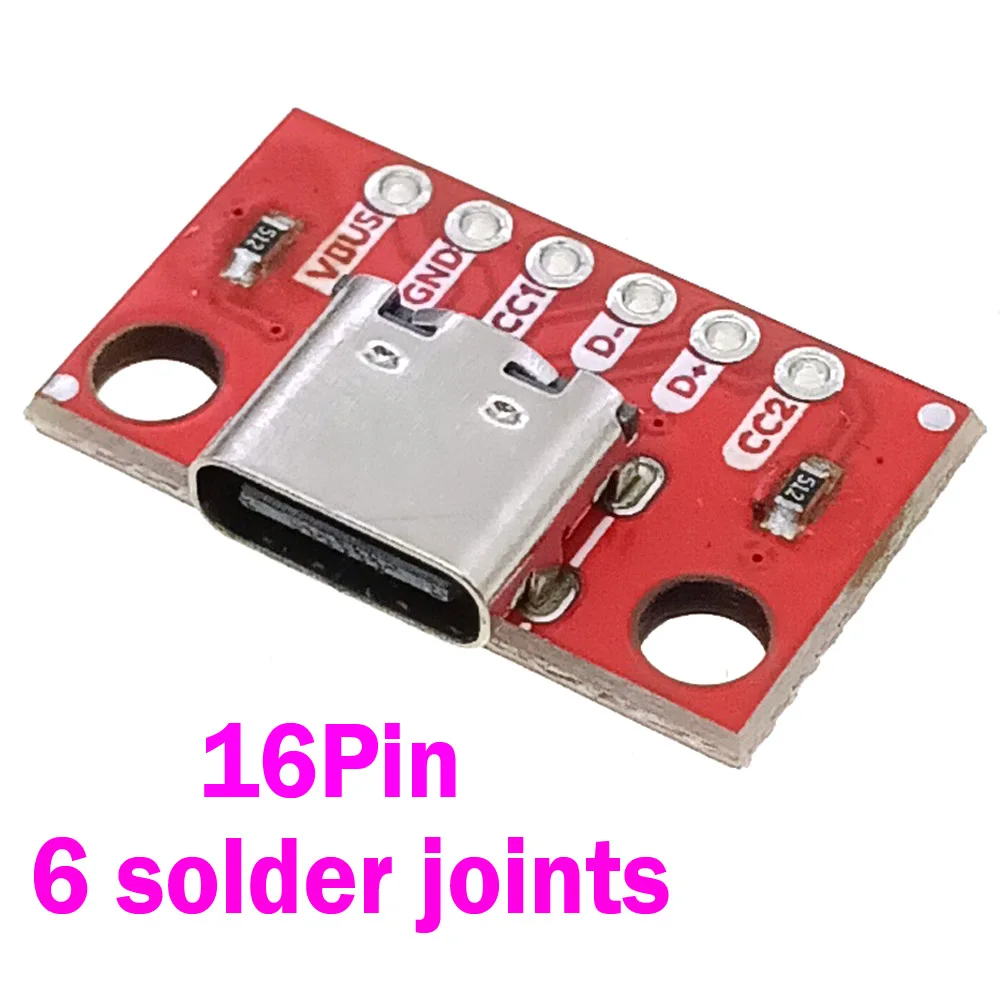 Type-C Connector Socket TYPE-C Female Test Board USB 3.1 16Pin to 2.54 High Current Power Adapter Board Module for Arduino