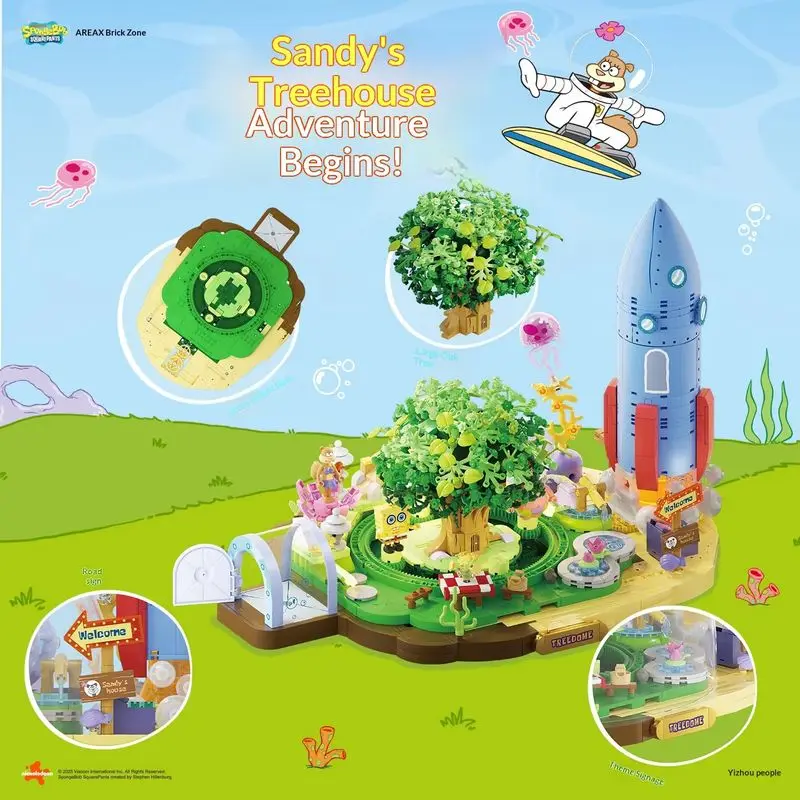 منطقة سبونجبوب ساندي الخدين قبة شجرة البيت اللبنات التجمع أطقم منمذجة لتقوم بها بنفسك ألعاب تعليمية للأطفال هدية الكريسماس #3