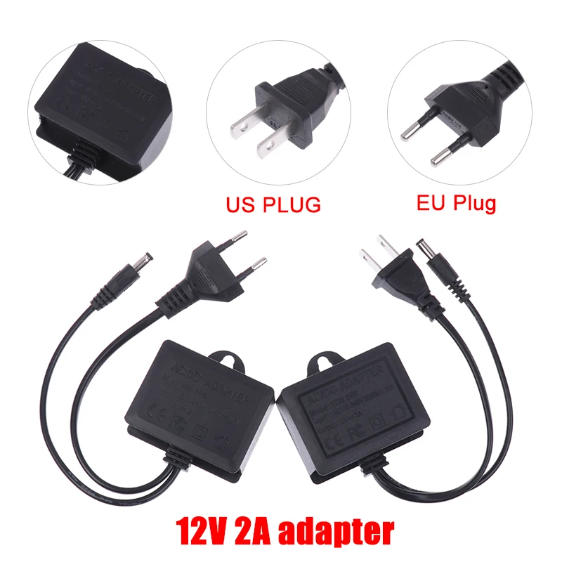 (.) 12V 2A Waterproof IP66 For Camera Power AC Outdoor 100V-240V Converter Adapter DC 2000mA LED Supply EU US Plug