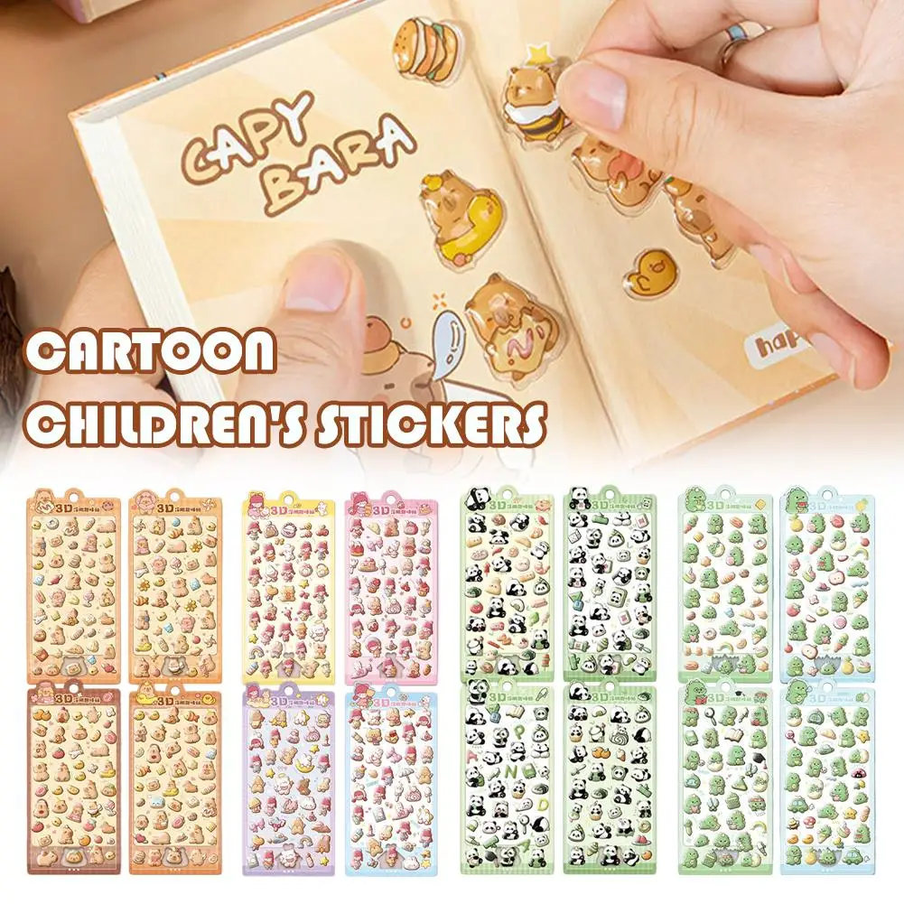 4-حزمة ثلاثية الأبعاد تنقش منتفخ ملصقات للأطفال والفتيات لطيف الكرتون أبل/كاواي شخصية الشارات سكرابوكينغ المجلات