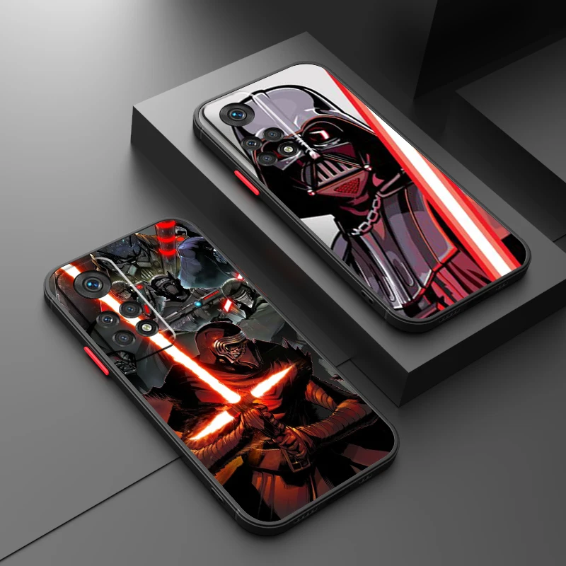 Armor Battle Laser S-Stars W-Wars Frosted Translucent For Redmi Note 13 12 12S 12T 11 11T 11E 10 10S 9 Pro Plus 5G Funda