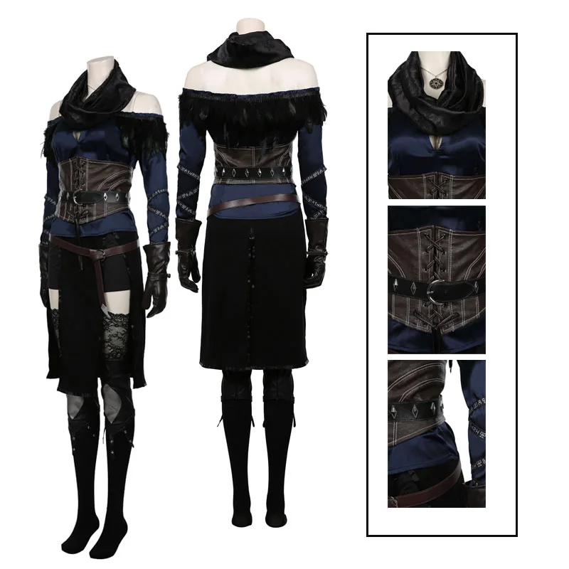 Women Yennefer Cosplay Costume Top Skirt Accessories Outfits Halloween Carnival Role Playing Suit