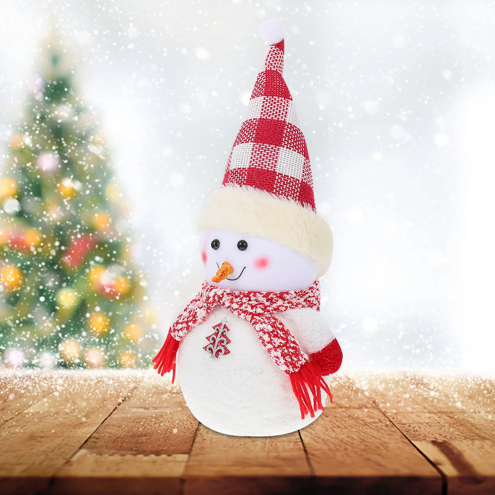 1Pcs LED Light Up Christmas Snowman Ornament Glowing Festive Desktop Decor Exquisite Craftsmanship Compact Size for Home Bar