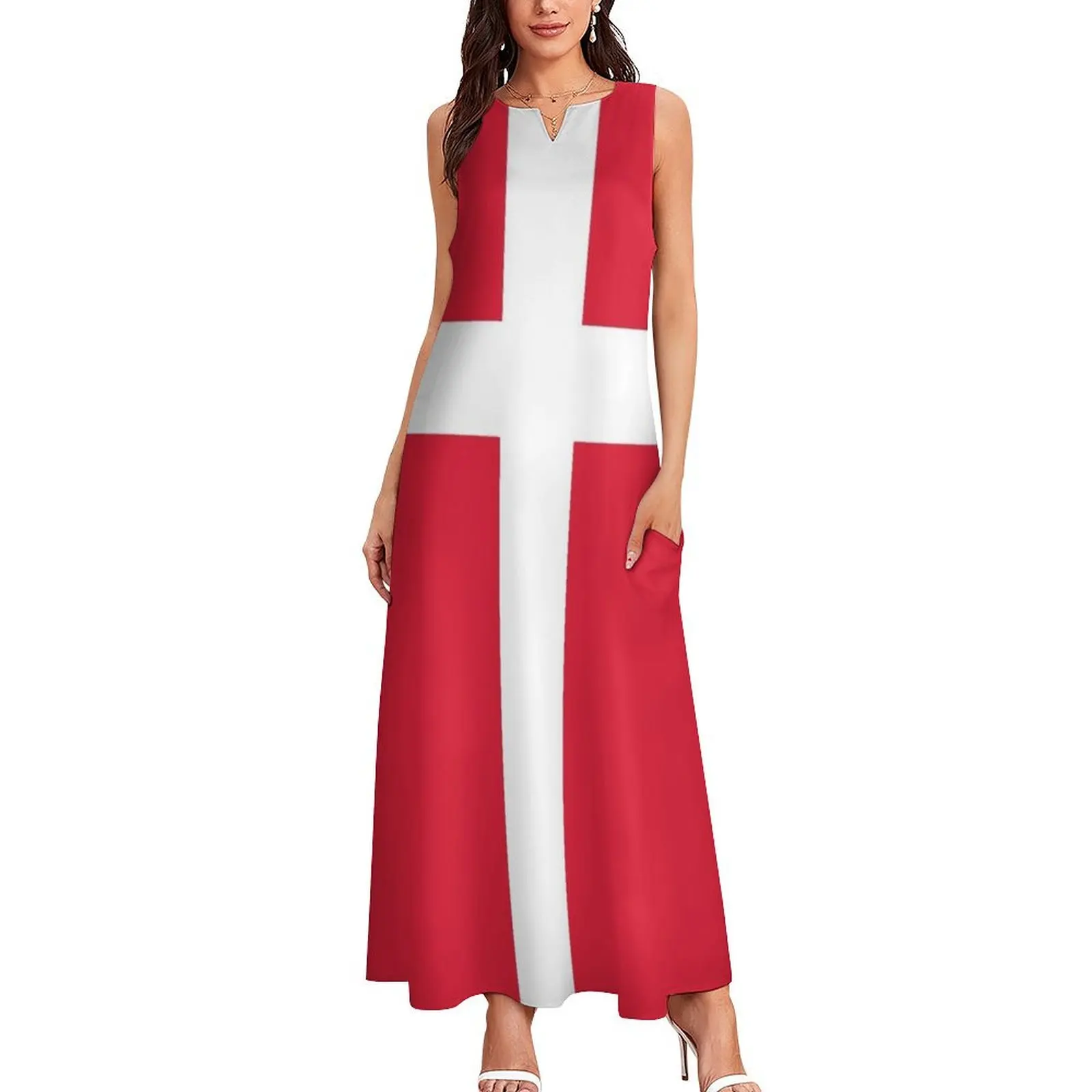 Danish flag Long Dress Party dresses women party dresses african dresses for woman