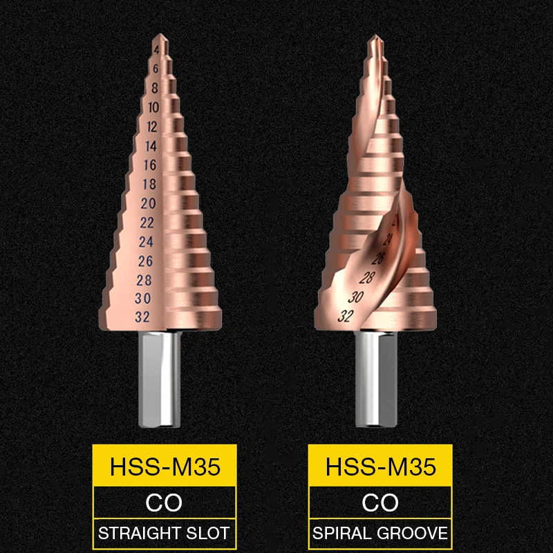 Кобальтовое ступенчатое сверло AI HSS M35, 4-32 мм, с треугольным хвостовиком, высокоскоростное стальное Коническое металлическое буровое долото, инструмент, резак для отверстий
