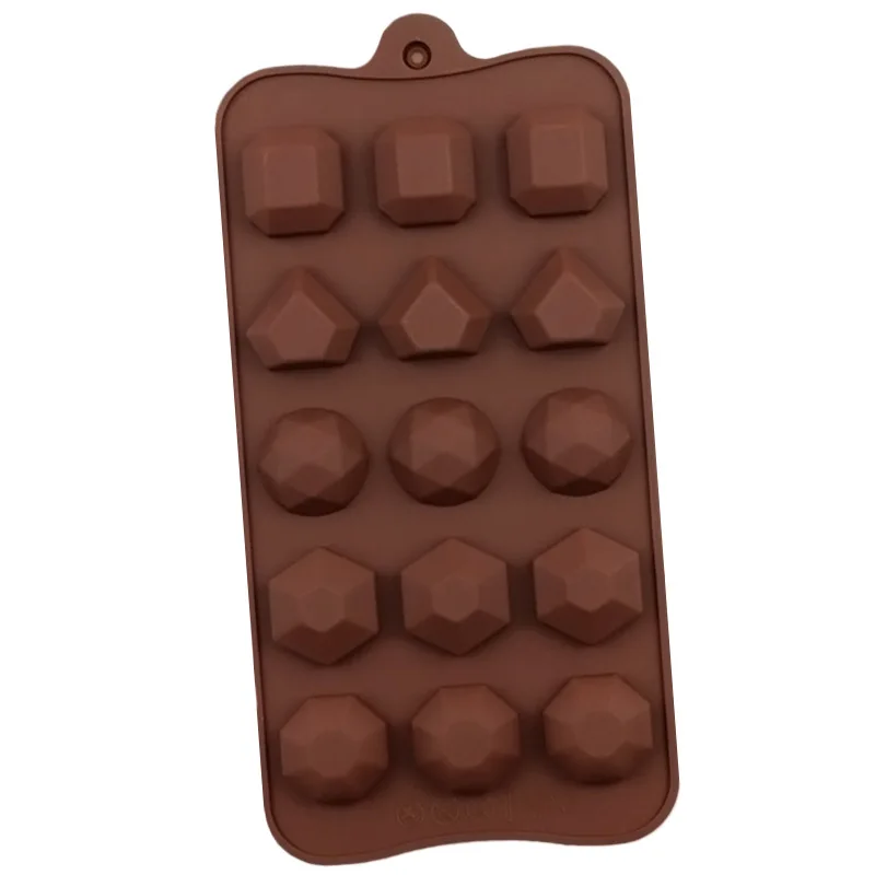 Wholesale 15 Even Different Geometric Chocolate Molds Silicone Handmade Candy Molds Wax Sealing Moulds 1345