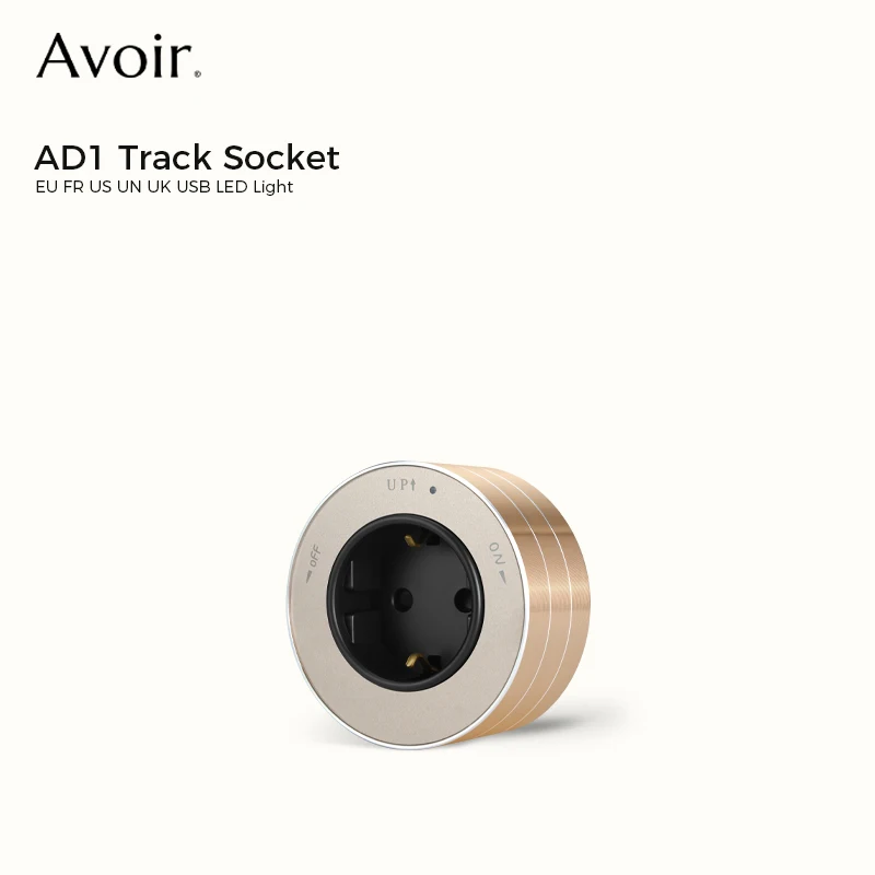 Avoir AD1 Round Track Socket Adapter Module Aluminum Brushed Wall Outlet Rail Socket on Wall EU UK USB Kitchen With Plug Office