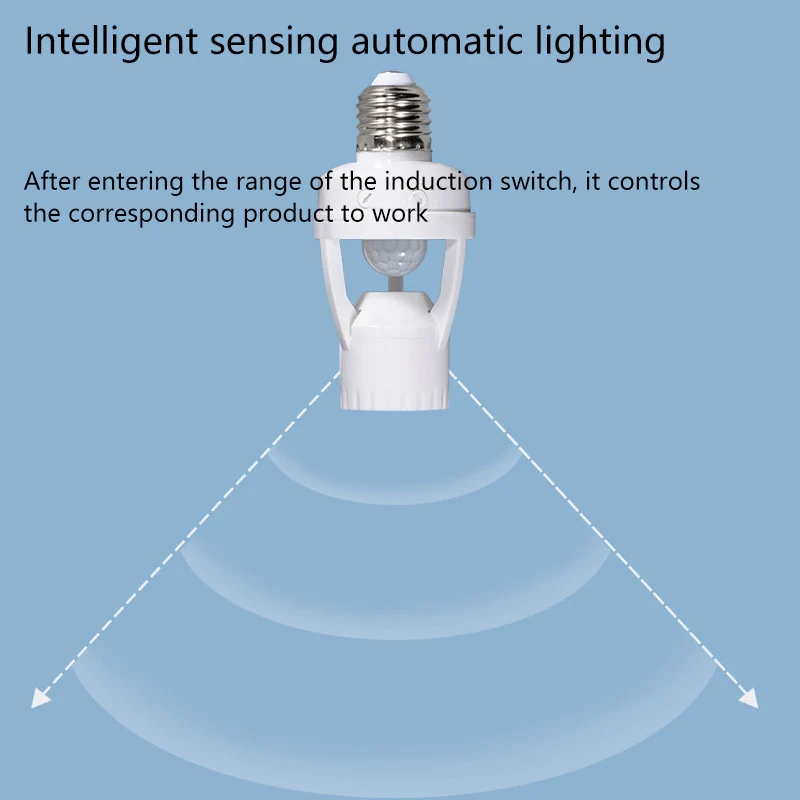 

Wireless E27 screw human induction lamp holder 220V delay adjustable intelligent induction lamp head switch