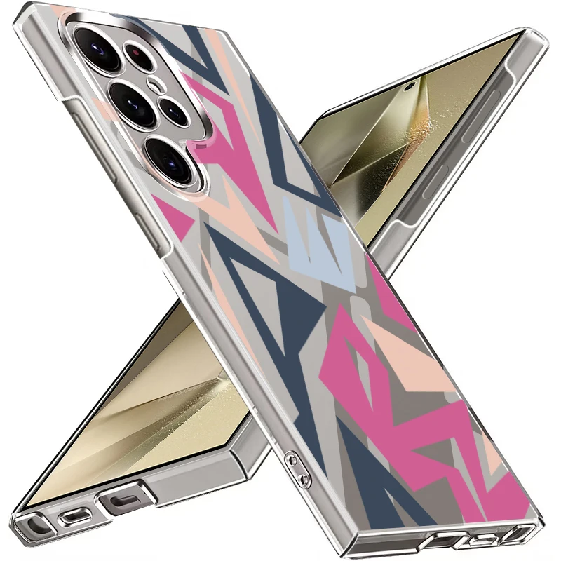Slim Geometric Pattern Case For Samsung Galaxy S25 Edge S24 Ultra S23 S22 Plus S21 FE A54 A15 A35 A55 A16 A26 A36 A56 5G Funda
