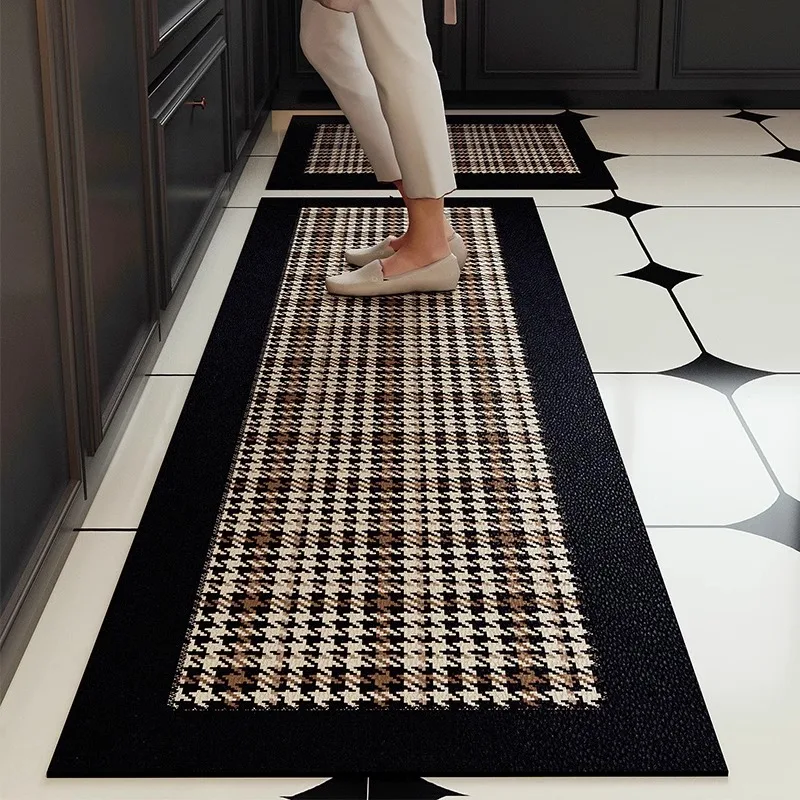 

Kitchen Floor Mats PVC Leather Waterproof Oil-proof Rugs Home Houndstooth Anti-fouling Anti-slip Balcony Carpets Alfombra 주방카펫