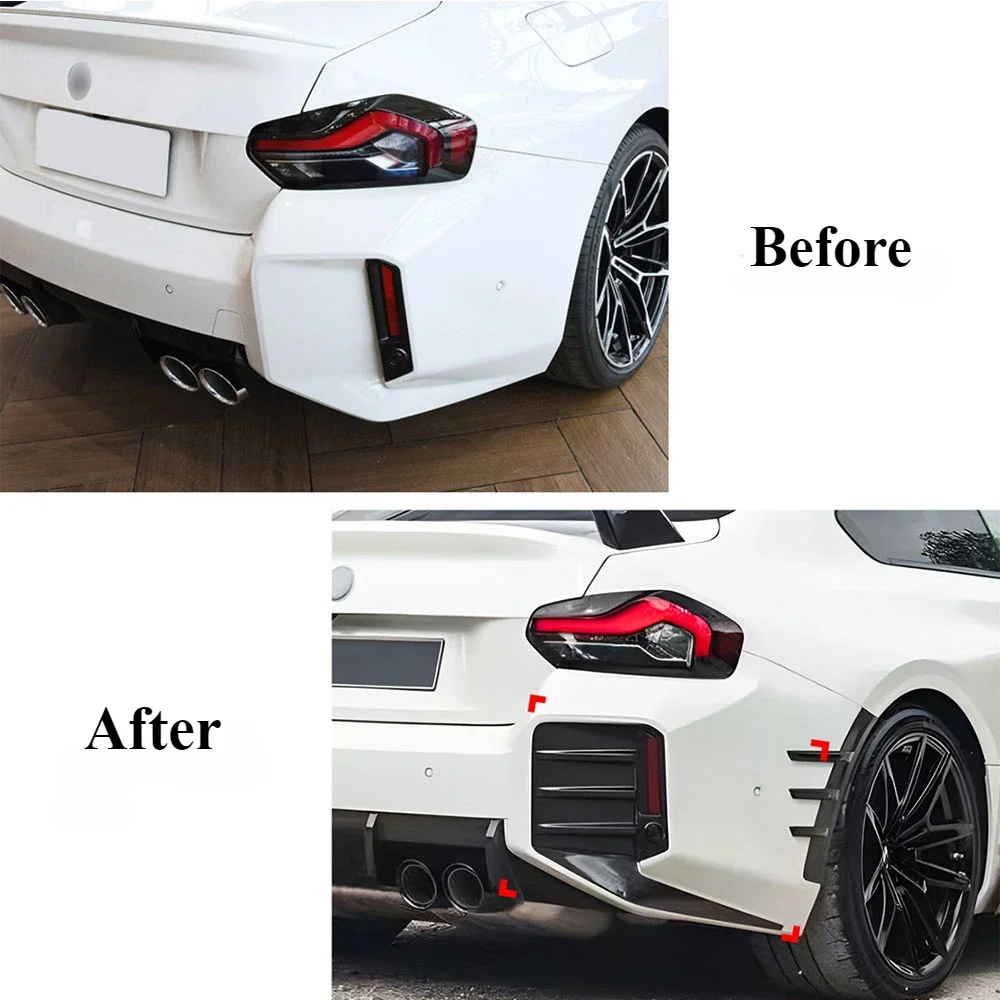 For BMW M2 G87 MP Style 2023 2024+ Rear Foglight Frame ABS Gloss Black Rear Side Bumper Wind Knife Trim Cover