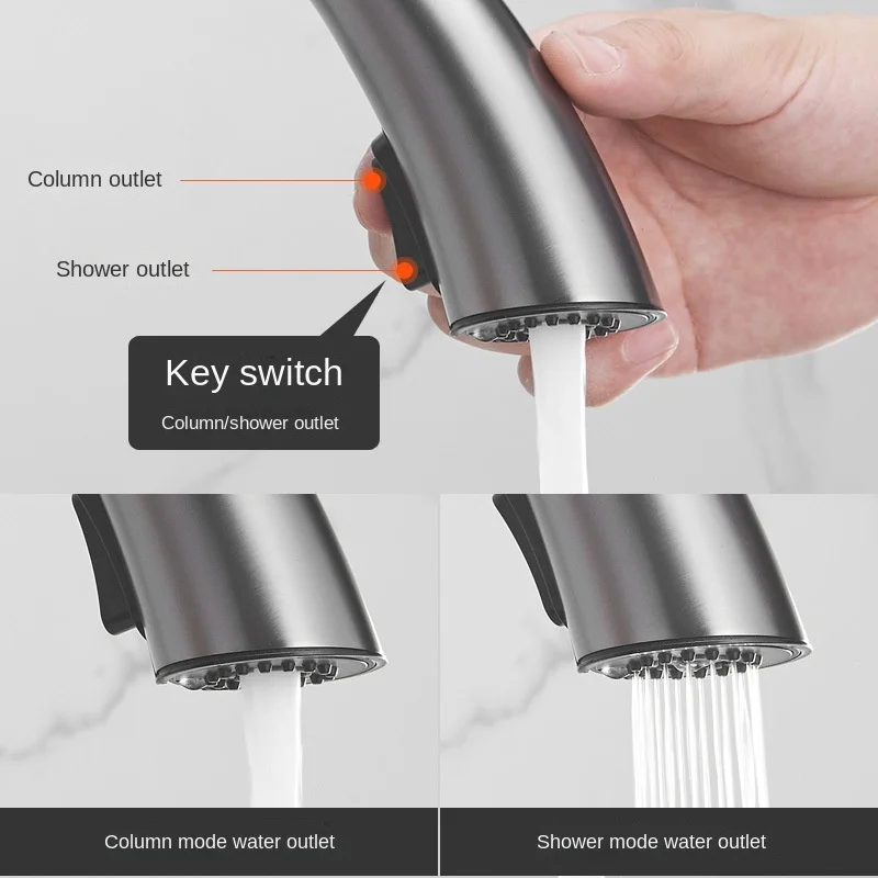 Kitchen Hidden Pull-out Faucet Household Universal Telescopic Copper Laundry Sink Faucet Hot and Cold Mixer Tap Kitchen Faucet