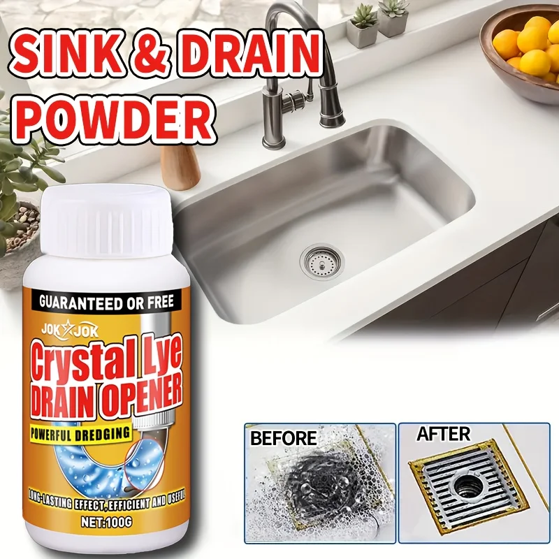 كريستال لاي استنزاف نظافة مسحوق 100 جرام قوية التجريف بالوعة المرحاض المطبخ RV المنزل بسرعة الشحوم مزيل صابون الشعر #2
