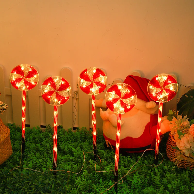

Lollipop Lights Christmas Outdoor 5 Pack Candy Cane Lights Outdoor Pathway 8 Modes Solar Peppermint Lights Yard Garden