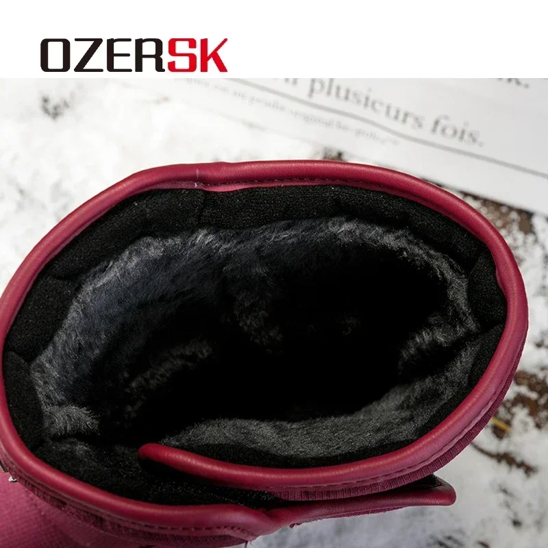 OZERSK 2025 Winter With Fur Warm Snow Boots Women Casual Shoes Fashion Comfortable Lace Up Non-Slip Waterproof Boots Size 36-42