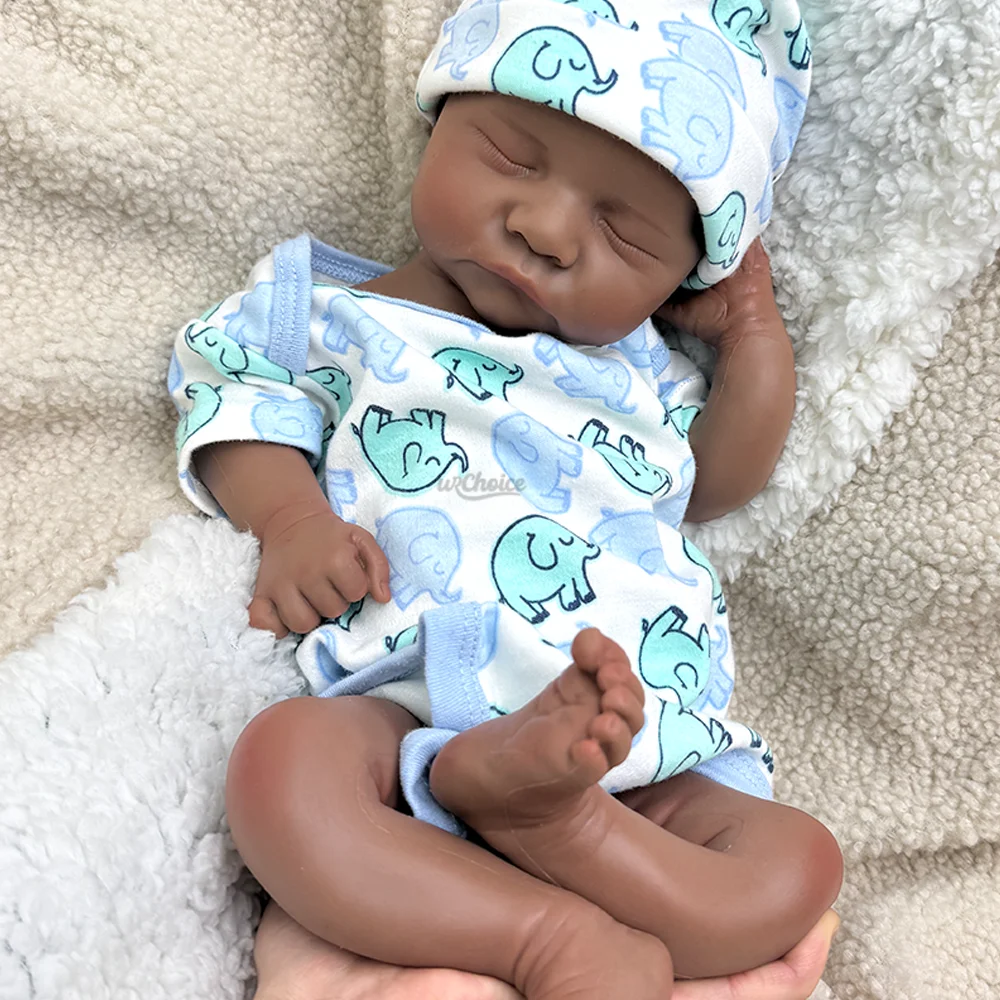 Muñeca Levi realista de 17 pulgadas, tacto suave, color negro, de silicona pintada en 3D, de cuerpo completo, para regalo de cumpleaños infantil.