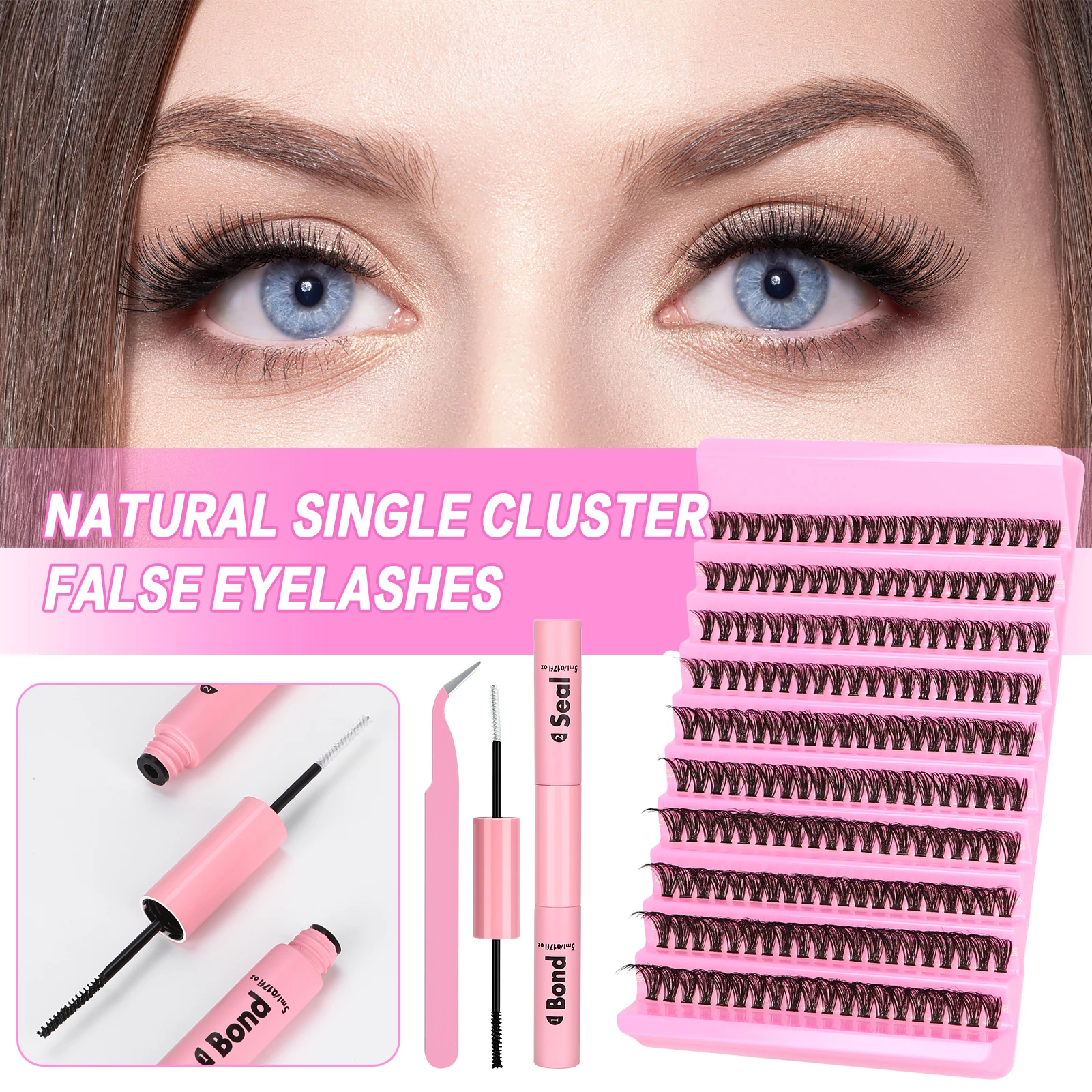 200 Stuks Lash Extensions Kit 40d-100d Diy Cluster Wimpers Met Hechting En Afdichting Wimpers Lijm Set Pluizige Volume Valse Wimpers Make-Up