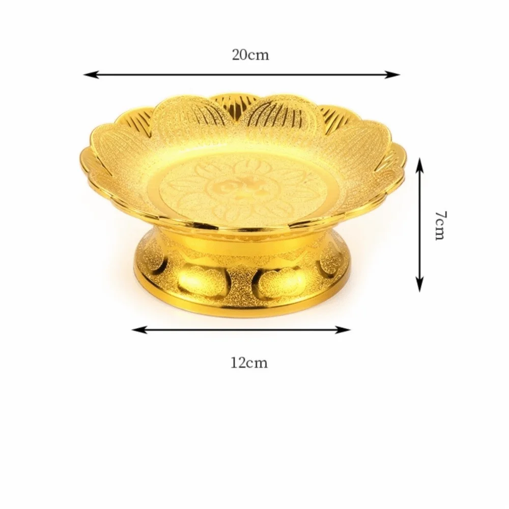 New Vintage Golden Lotus Tray Decorative Ornament Offering Plate Classic Household Fruit Tray Temple Worship