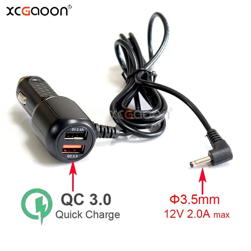 XCGaoon 12V 2.0A Diameter Φ3.5mm Charging Port With QC3.0 USB Car Charger Adapter for Car Radar Detector GPS Cellphone Dash Cam