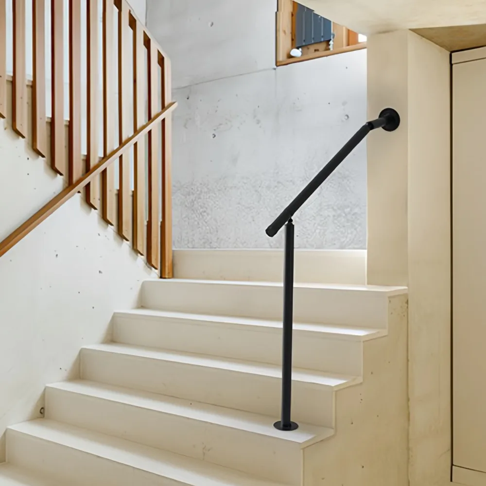 مجموعة درابزين حديد مزورة، مناسبة لـ 2-3 خطوات، تركيب متعدد الجوانب، سلامة لكبار السن، بما في ذلك درابزين الشرفة.