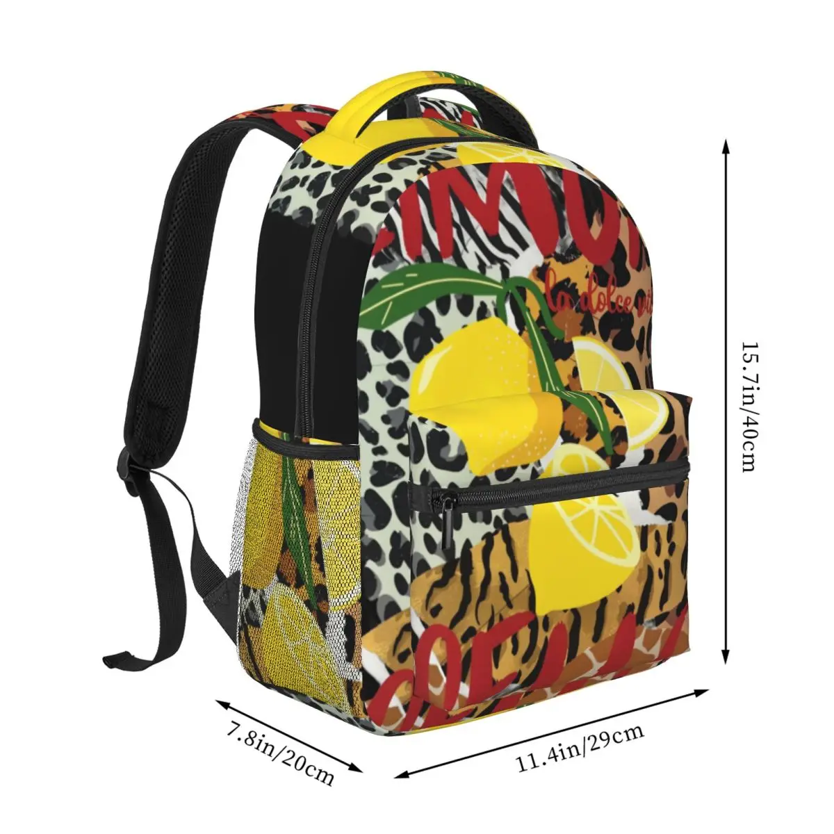 Cute Backpack Center Limoncello Lemon Animal Print Italian Trendy Collage Yellow Red B Lightweight Daypack for Lovers College