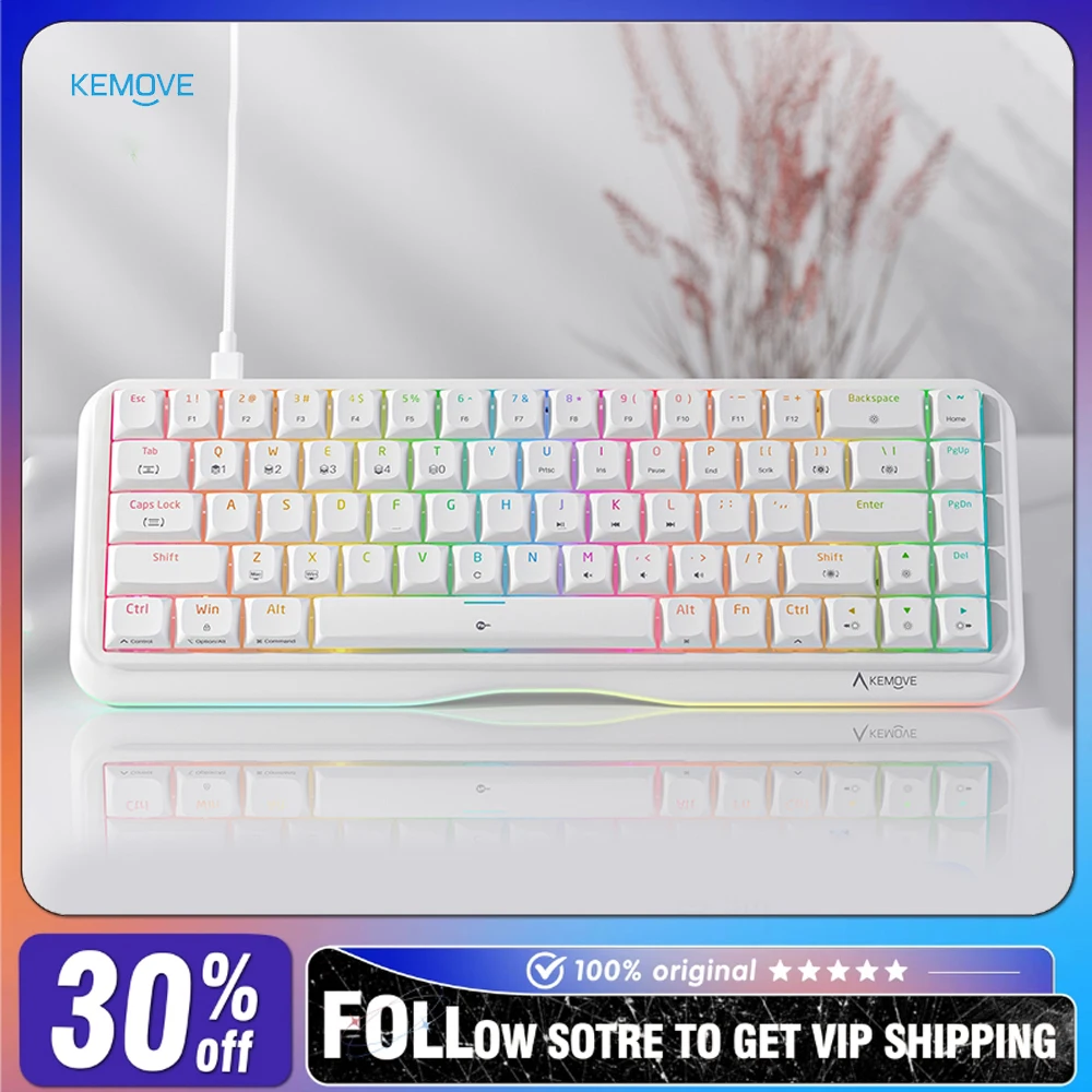 

KEMOVE K68SE Wired Mechanical Keyboard 68 Keys RGB Ergonomic Design Customized Laptop Accessories Business Mute Office Keyboard