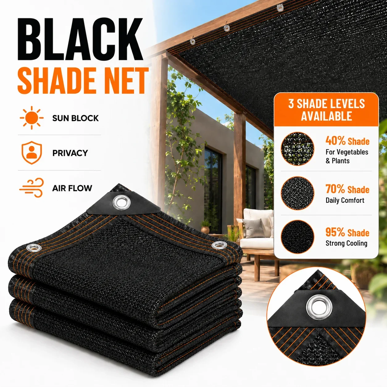 HDPE Shade Net 40%-95% Anti UV Sun Shade Cloth Garden Greenhouse Netting Plant Cover Outdoor Sunblock Mesh Fabric